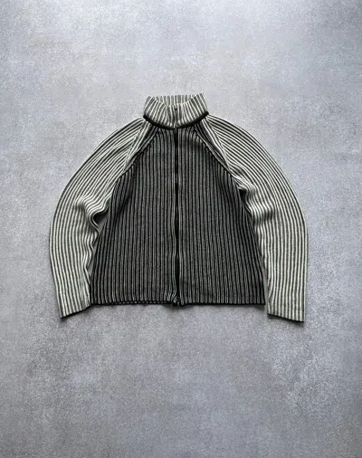 Pre-owned Avant Garde X Vintage Avantgarde Wool Zip Knit Sweater Y2k M In Grey