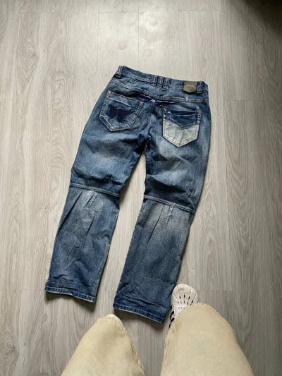 Pre-owned Avant Garde X Vintage Fishbone Vintage Baggy Distressed Y2k Jeans In Denim