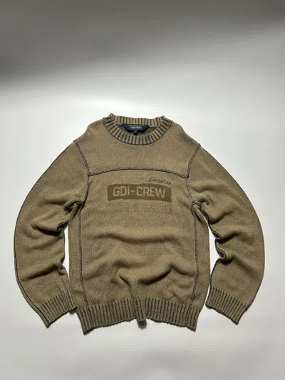 Pre-owned Avant Garde X Vintage Japanese Vintage Knitted Sweater Gdi-crew Logo In Beige