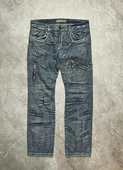 Pre-owned Avant Garde X Vintage Kosmo Lupo Vintage Opium Y2k Multipocket Washed Jeans In Blue
