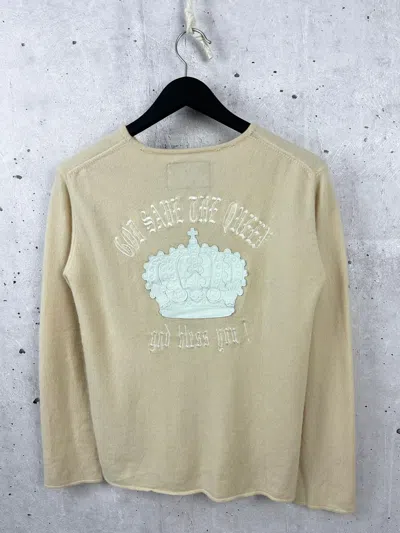 Pre-owned Avant Garde X Vintage Made In Japan God Save The Queen Cashmere Sweater In Beige