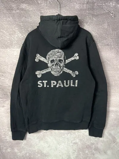 Pre-owned Avant Garde St. Pauli Fc Vintage Heavy Cotton Faded Hoodie In Black