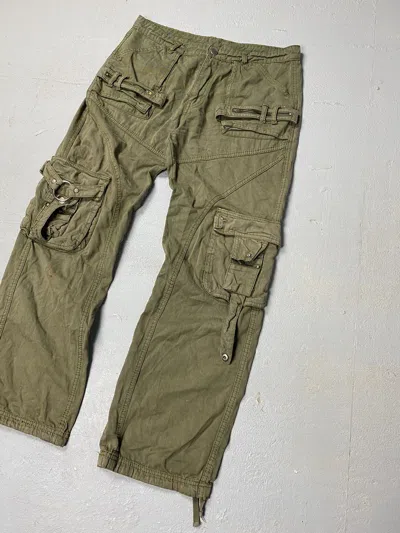Pre-owned Avant Garde X Vintage Y2k Avant-garde Cargo Japanese Army Pants Bondage In Green