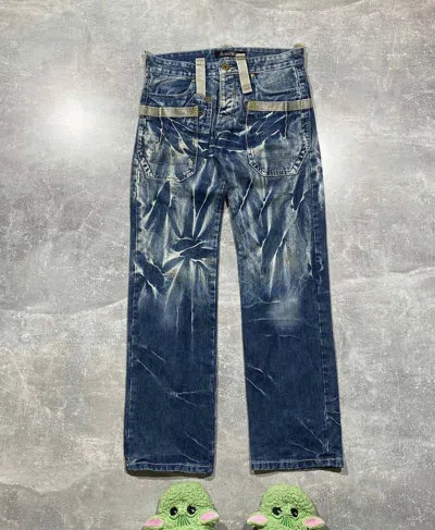 Pre-owned Avant Garde X Vintage Y2k Baggy Pants Bondage Washed Jeans In Blue