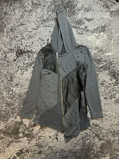 Pre-owned Avant Garde Y2k Distressed Assemetrical Owens Style Opium Hoodie In Grey