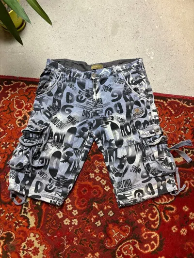 Pre-owned Avant Garde Y2k Don Gang Monogram Camo Baggy Shorts In Grey