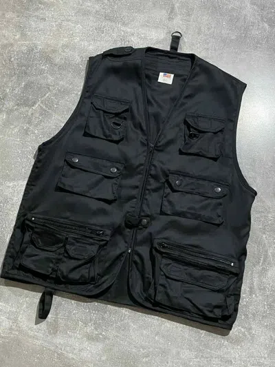 Pre-owned Avant Garde X Vintage Y2k Multi-pocket Vest Tech-wear Japan Street Style In Black