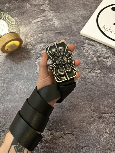 Pre-owned Avant Garde Y2k Skull Belt In Black