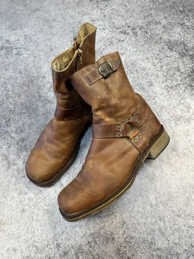 Pre-owned Avant Garde X Vintage Y2k Vintage Leather Boots Cowboy Style Streetwear Usa
