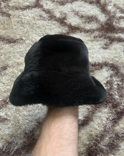 Pre-owned Avant Garde Y2k Archival Panama Fuzzy Faux Fur Japan Style Trapper Hat In Black