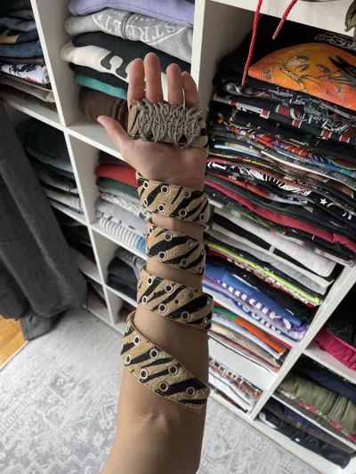 Pre-owned Avant Garde Y2k Rhinestones Belt  Leopard Japanese In Sand