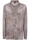 Avant Toi Dirty Effect Linen And Cotton Net Fabric Shirt With Pockets In Brown
