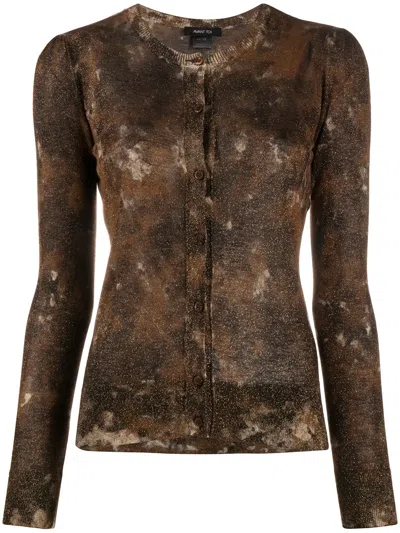 Avant Toi Abstract Print Cardigan In Brown
