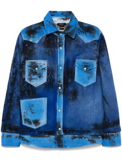 Avant Toi Abstract-print Overshirt In Blue