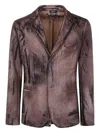 Avant Toi Felted Rever Jacket With Black Brush Strokes Effect Clothing