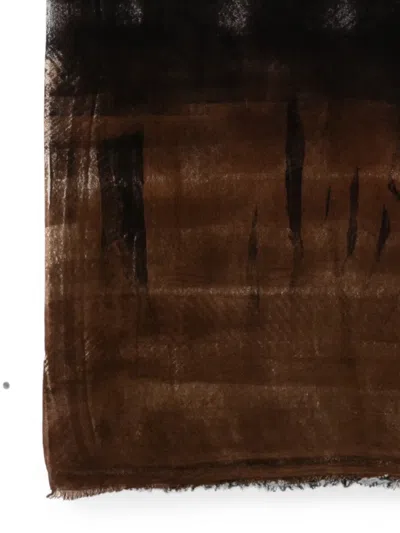 Avant Toi Abstract-print Frayed Scarf In Brown