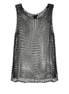 Avant Toi All-over Net Pattern Grey Viscose Top In Black