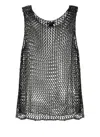 Avant Toi All-over Net Pattern Grey Viscose Top In Black