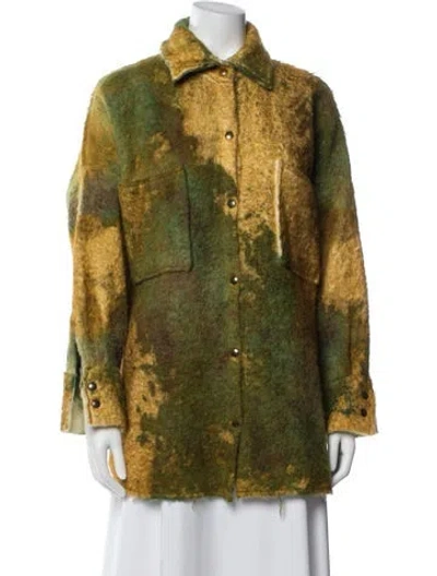 Pre-owned Avant Toi Alpaca Floral Print Utility Jacket In Yellow