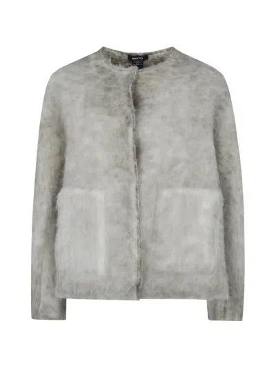 Avant Toi Jacket Hand Painted Alpaca Round Neck In Gray