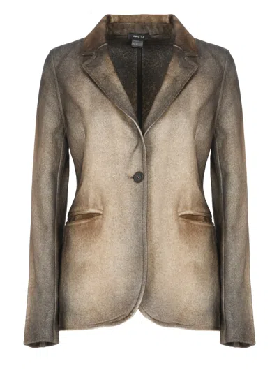 Avant Toi Beige Gradient Spear Collar Jacket In Brown