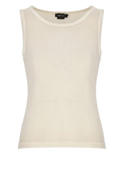 Avant Toi Beige Silk-blend Tank Top In Neutral