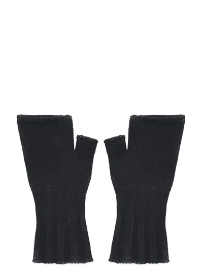 Avant Toi Black Wool And Cashmere Gloves