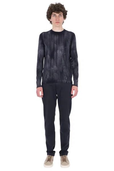 Avant Toi Blue Scratched Cashmere Crewneck Sweater In Black