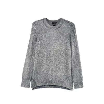 Avant Toi Bouclé Knit Crewneck Sweater In Gray