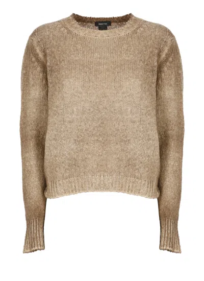 Avant Toi Brown Relaxed Fit Ribbed Edges Cashmere Sweater In Beige