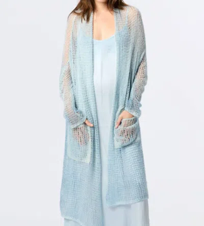 Avant Toi Brushed Cashmere Shawl Open Cardigan In Myosotis In Blue