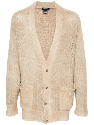 Avant Toi Brushed-effect Drop-shoulder Cardigan In Neutrals