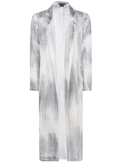 Avant Toi Brushed Effect Linen And Cotton Net Fabric Rever Jacket With Lamination In Animal Print