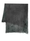 Avant Toi Daisy Print Scarf With Fringes 140x140 In Grey