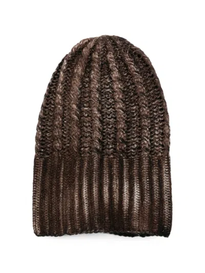 Avant Toi Cable-knit Ribbed Beanie Hat In Brown
