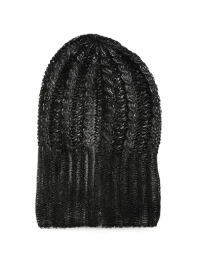 Avant Toi Cable-knit Ribbed Beanie Hat In Black