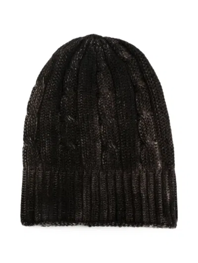 Avant Toi Cable-knit Ribbed-trim Beanie Hat In Brown