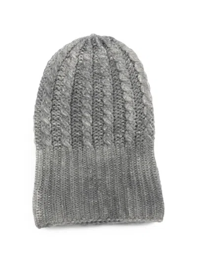Avant Toi Cable-knit Ribbed-trim Beanie Hat In Gray