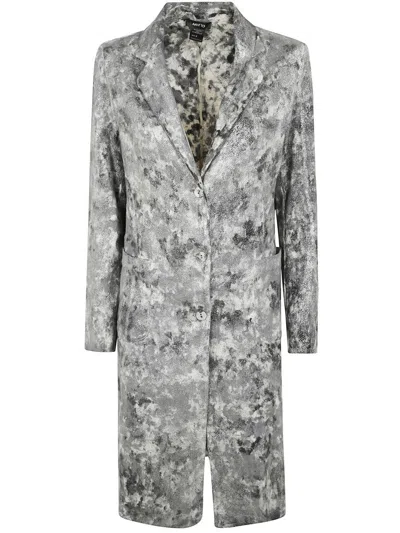Avant Toi Camouflage Rever Neck Micro Mat Stitch Duster With Lamination Clothing In Grey