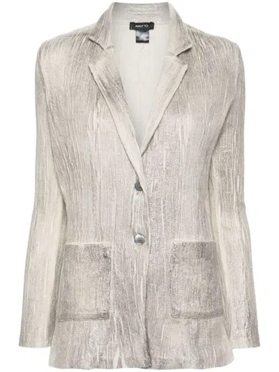 Avant Toi Laminated Knitted Blazer In Grey