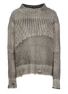 Avant Toi Ribbed Distressed Cashmere-silk Blend Sweater In Gray