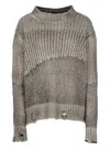 Avant Toi Ribbed Distressed Cashmere-silk Blend Sweater In Gray