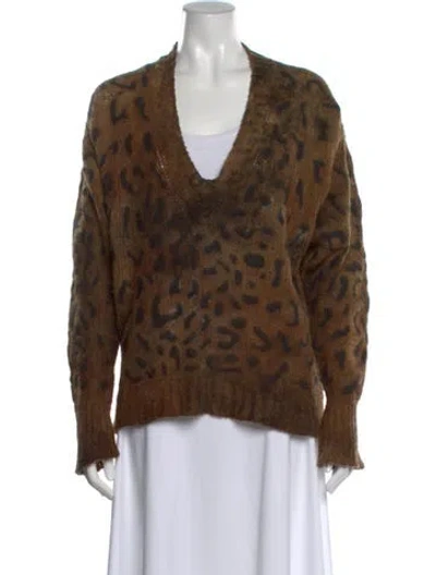 Pre-owned Avant Toi Cashmere Animal Print Sweater In Brown