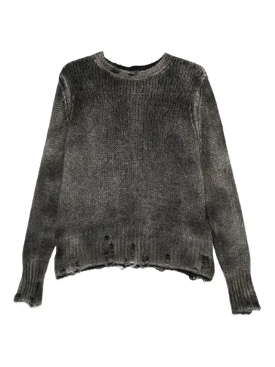 Avant Toi Cashmere Distressed Sweater In Gray