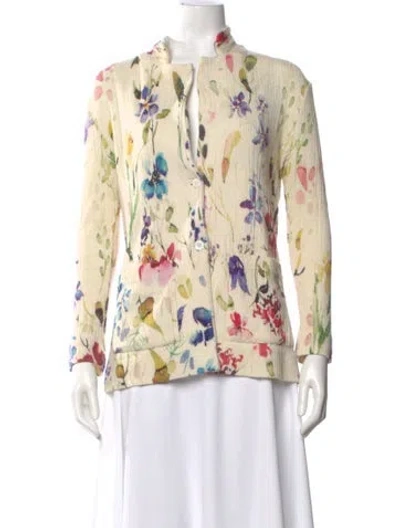 Pre-owned Avant Toi Cashmere Floral Print Sweater In Neutral