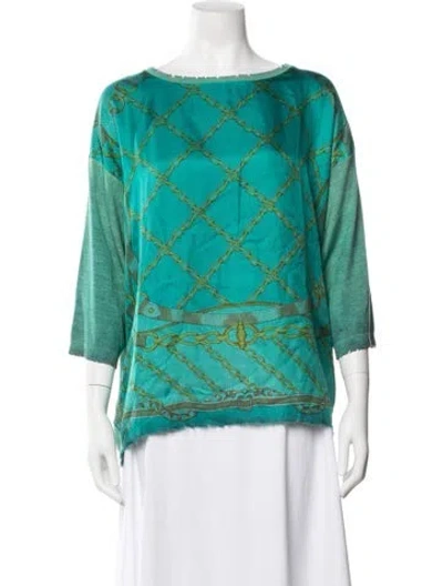 Pre-owned Avant Toi Cashmere Graphic Print Sweater In Green