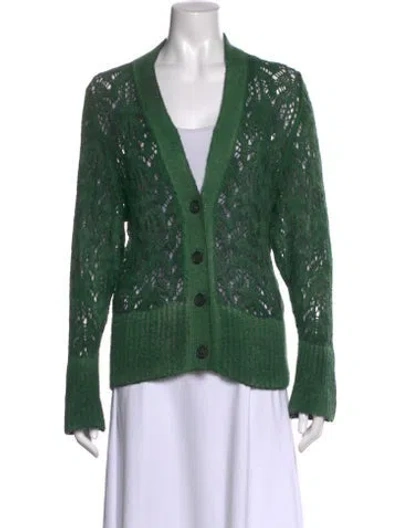 Pre-owned Avant Toi Cashmere Lace Pattern Sweater In Green