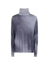 Avant Toi Gradient Effect High Neck Oversize Pullover With Slits In Blue