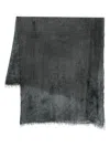 Avant Toi Daisy Print Scarf With Fringes 140x140 In Black
