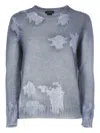 Avant Toi Cashmere Sweater With Unique Blue Pattern In Blue